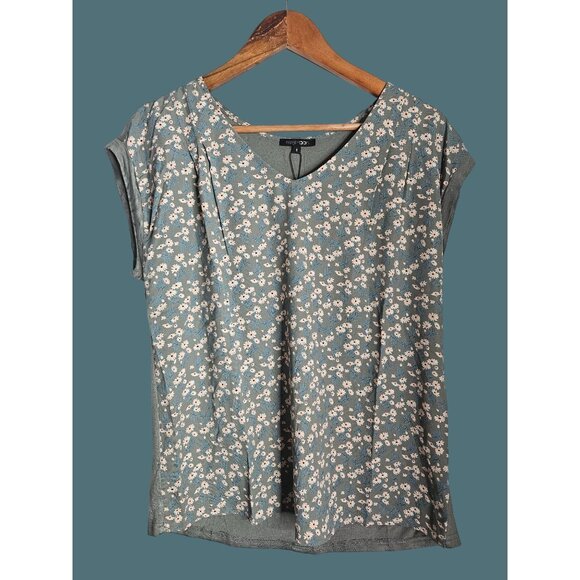 2/$35- Papermoon Green Ditsy Floral  Button-Back Detail Blouse Women S Career - Picture 1 of 7